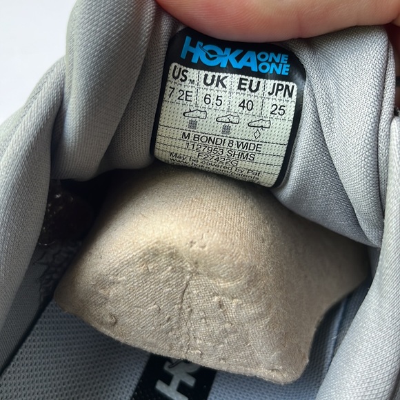 Hoka One One Bondi 8 Wide - NWT - 7.5 EE - Sharkskin/Harbor Mist - Picture 10 of 12